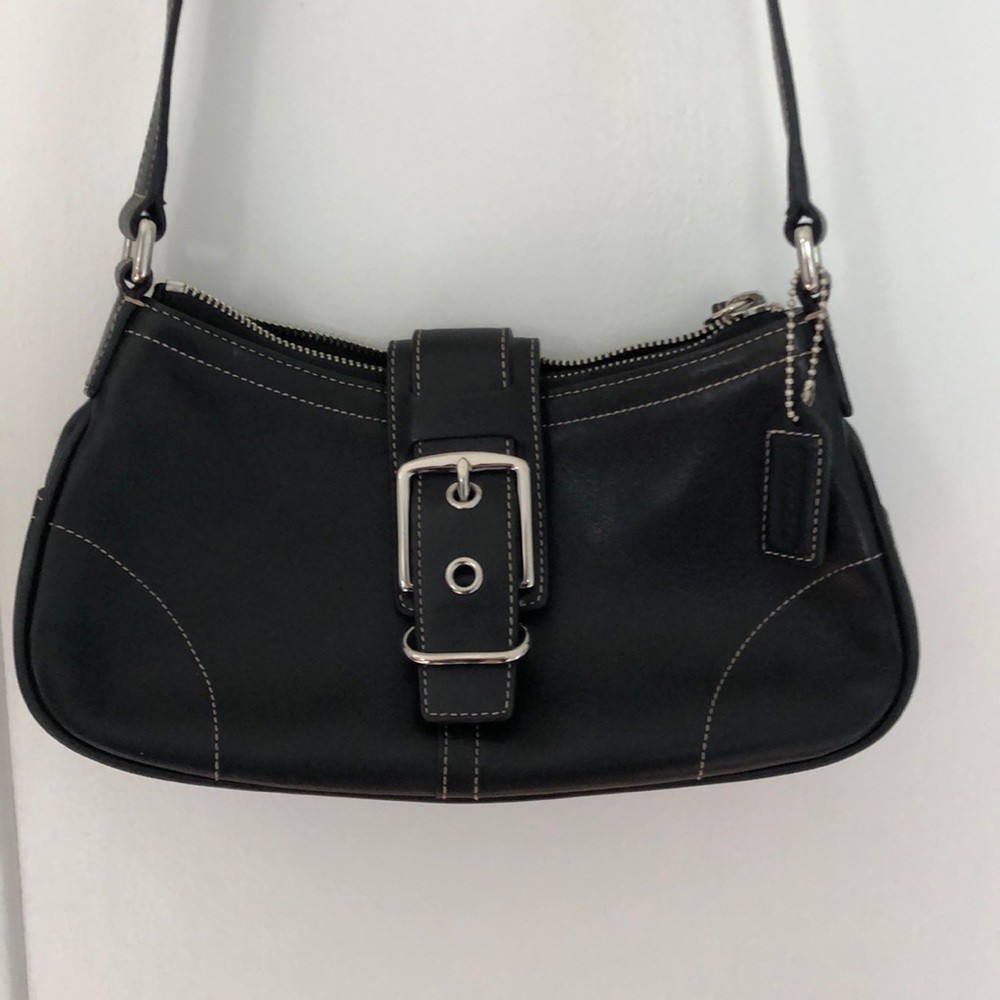 Coach 7540 Black Hampton Buckle Hobo Handbag